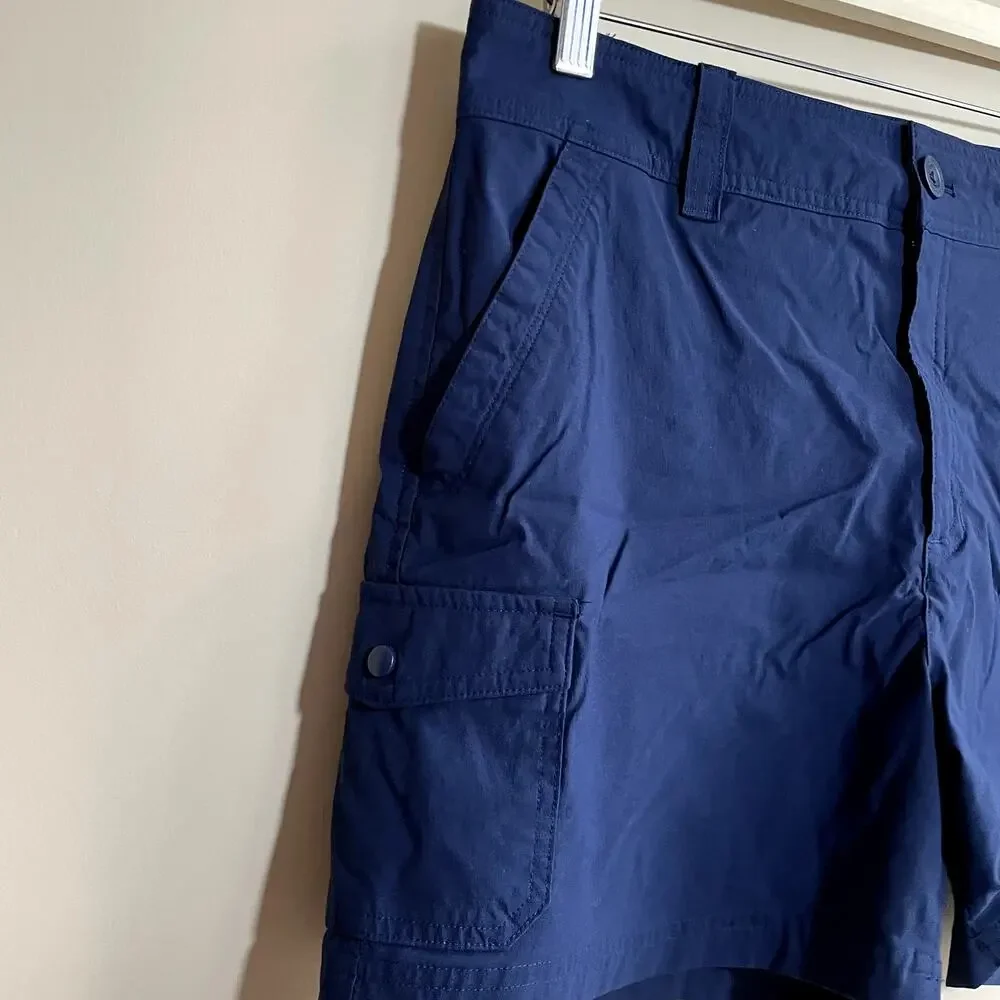 Eddie Bauer navy blue summer shorts women's size 14 nylon pockets 4.5 inseam - Picture 2 of 6